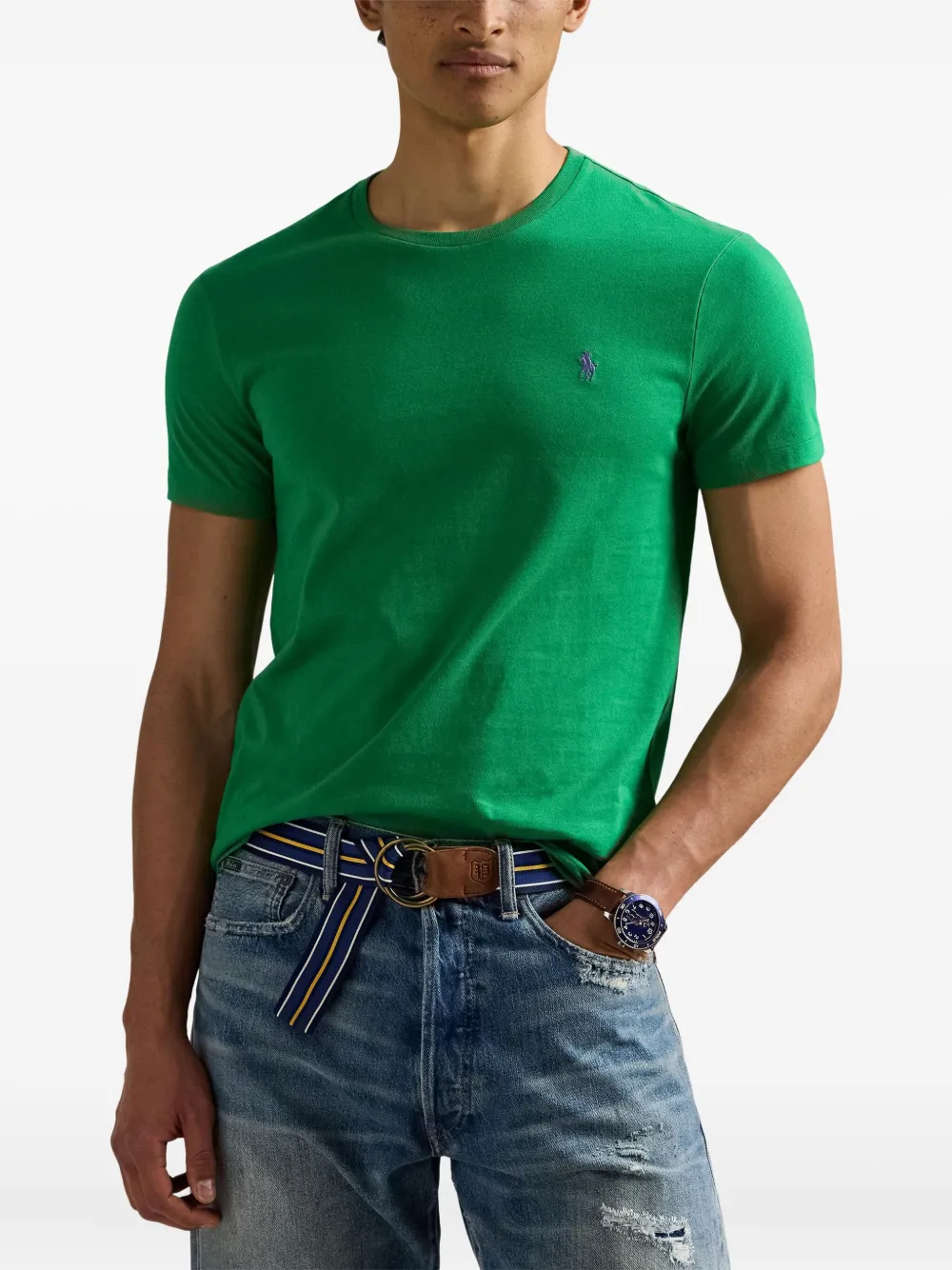 Футболка с вышитым логотипом POLO RALPH LAUREN, зеленый — фото 3
