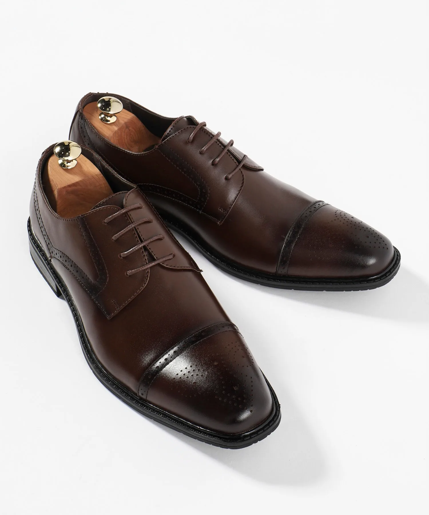 Мужские кожаные туфли Wingtip TETE HOMME коричневые