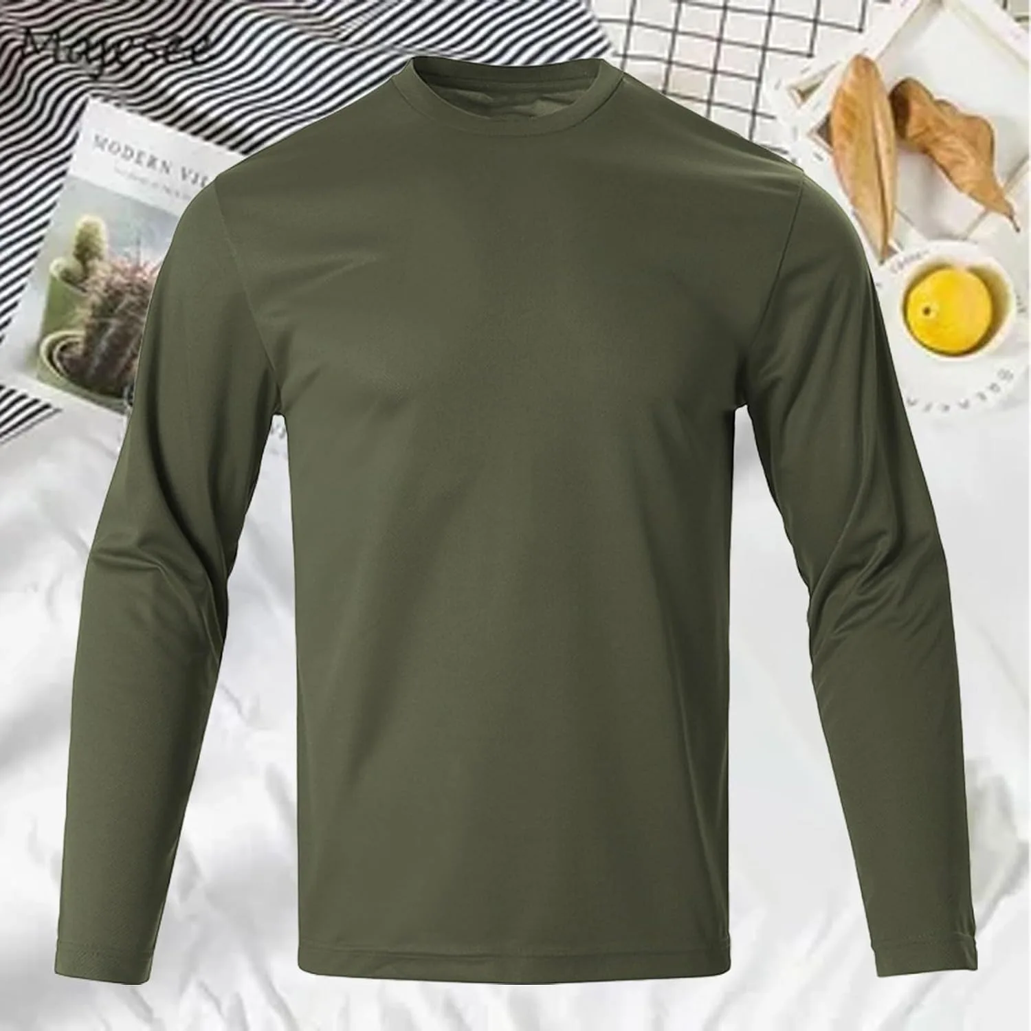 Мужская футболка с длинным рукавом Muscle Fit Crew Neck, влагоотводящая, для тренировок — фото 2