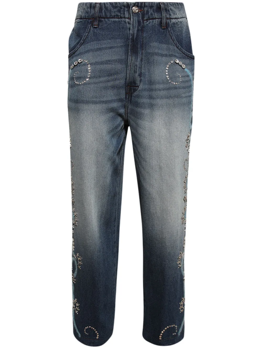 

Джинсы свободного кроя с вышивкой BLUEMARBLE, синий