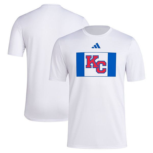 

Мужская белая футболка kansas jayhawks 2024 kansas in kc Adidas