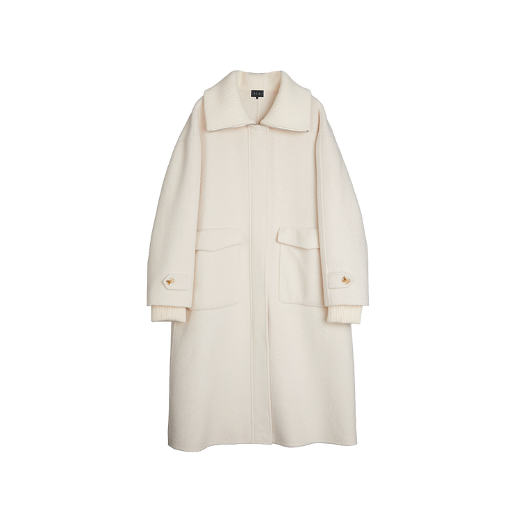 

ELLE Пальто женское белое с лацканами утепленное