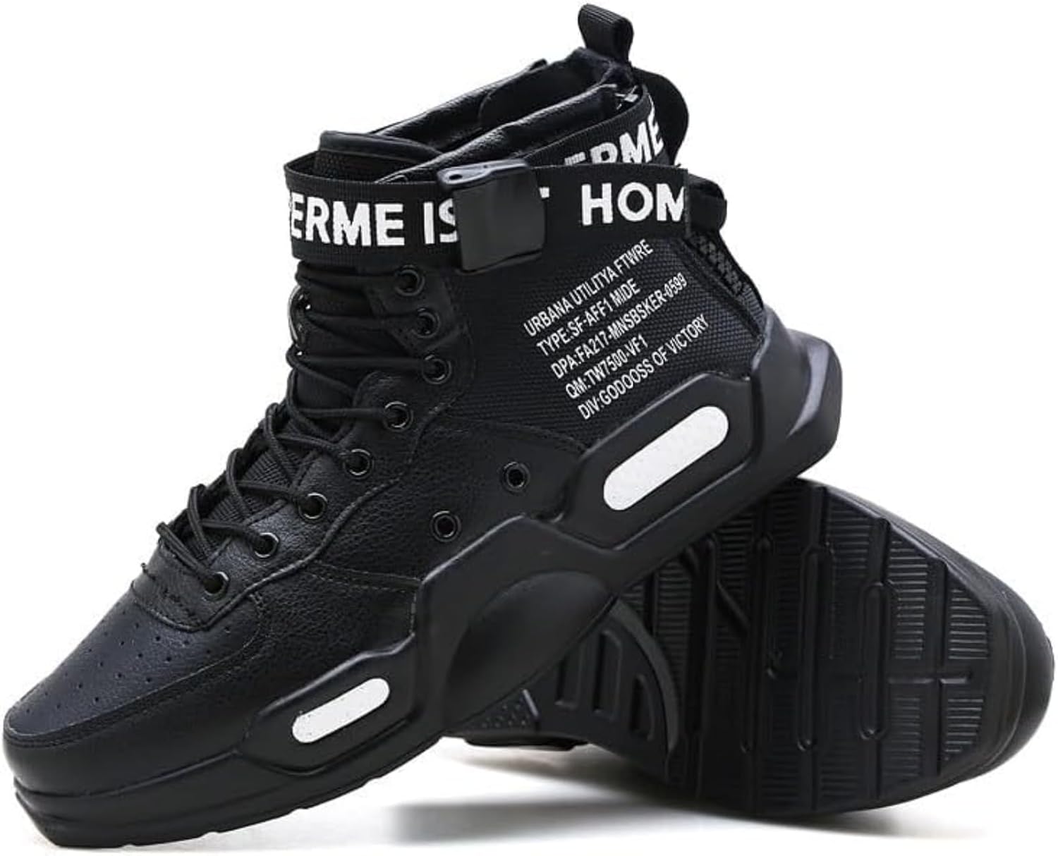 

Мужские ботинки на шнуровке до щиколотки, повседневные плоские ботинки, высокие кроссовки для прогулок на улице и ежедневной носки Huayorong, черный