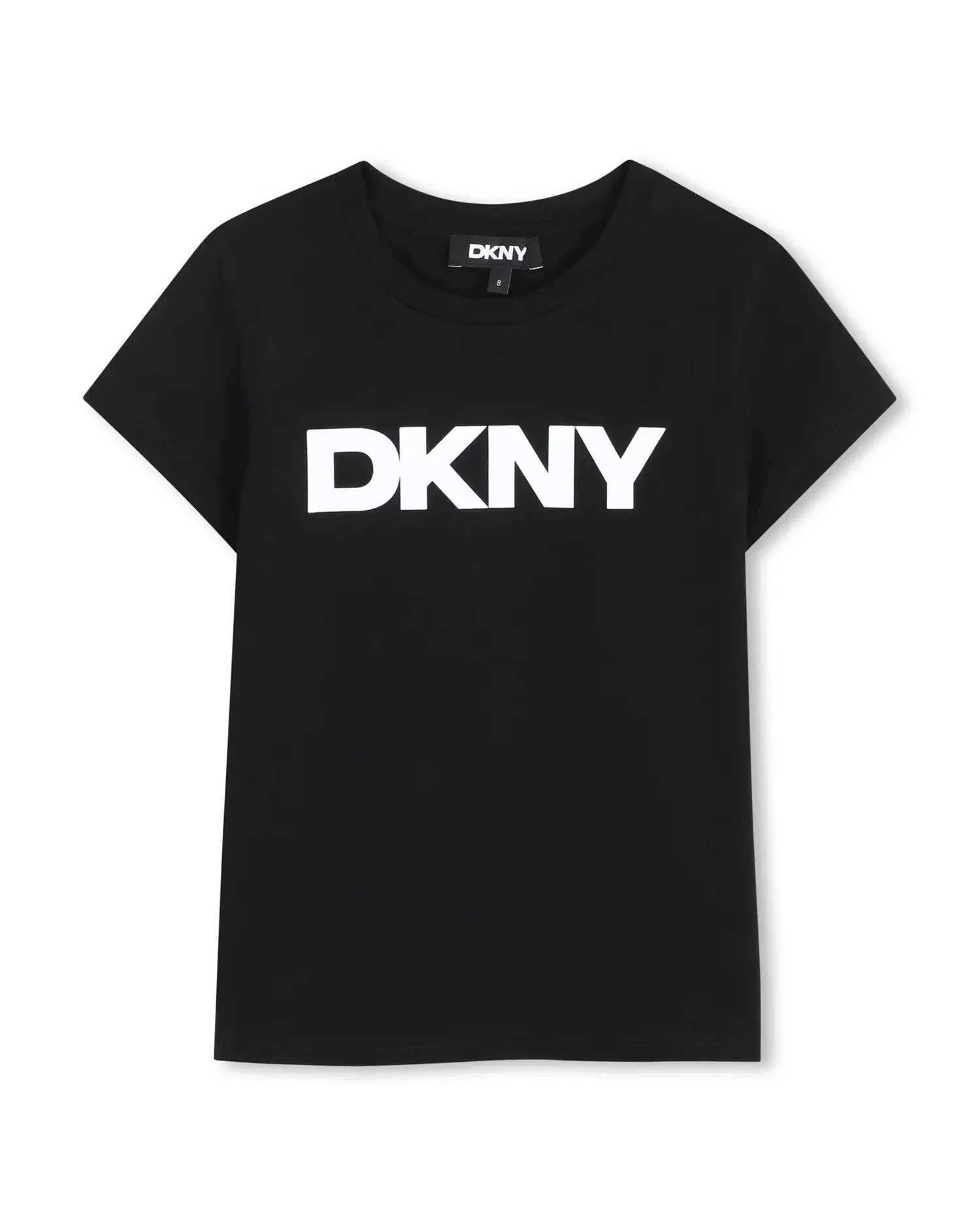 Футболка для девочки с коротким рукавом и рисунком спереди DKNY, черный