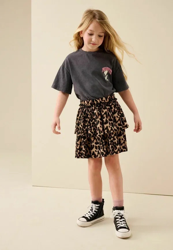 Юбка Next, Regular fit tiered rara skirt, pleated skirt, анималистичный