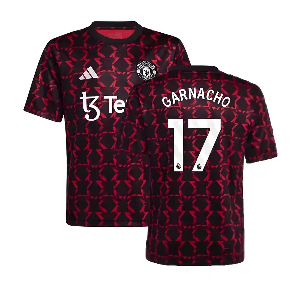 Домашняя предматчевая футболка Manchester United 2024/2025 Garnacho 17 Manchester United Fc, черный
