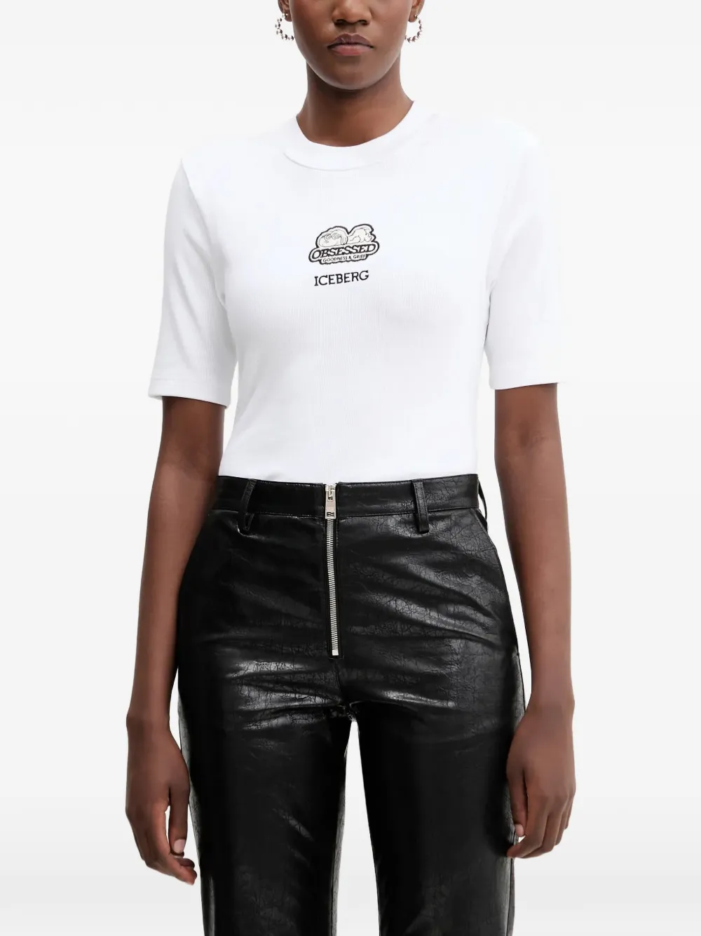 

Футболка с короткими рукавами в рубчик Iceberg, белый