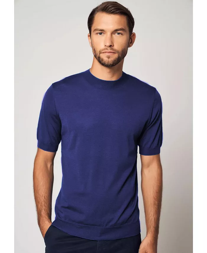 

Bellemere Мужская Основная Футболка Slim Fit из Кашемира и Шелка - Рекомендуем выбрать размер больше для свободного кроя Bellemere New York, синий