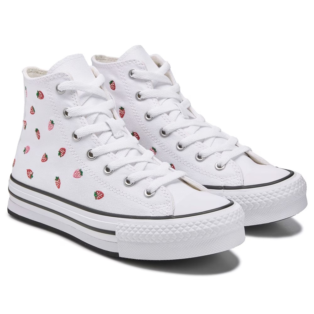 

Детские кеды на толстой подошве Chuck Taylor All Star Lift High Top от Converse, white/strawberries