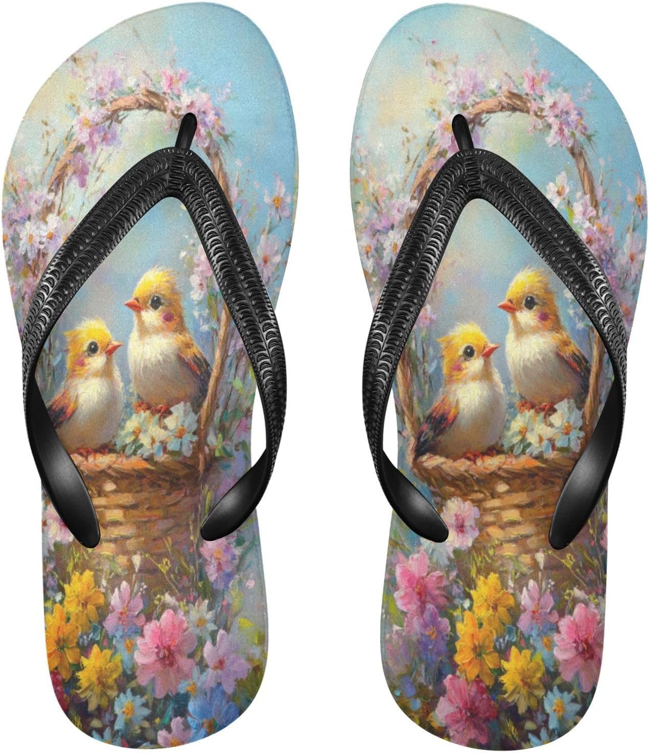 

Женские и мужские пляжные шлепанцы с цветочным рисунком Bird Basket, синие, резиновые, противоскользящие, летние тапочки Sinestour