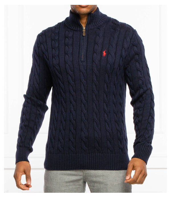 

Свитер мужской Polo Ralph Lauren вязаный с воротником на молнии, синий