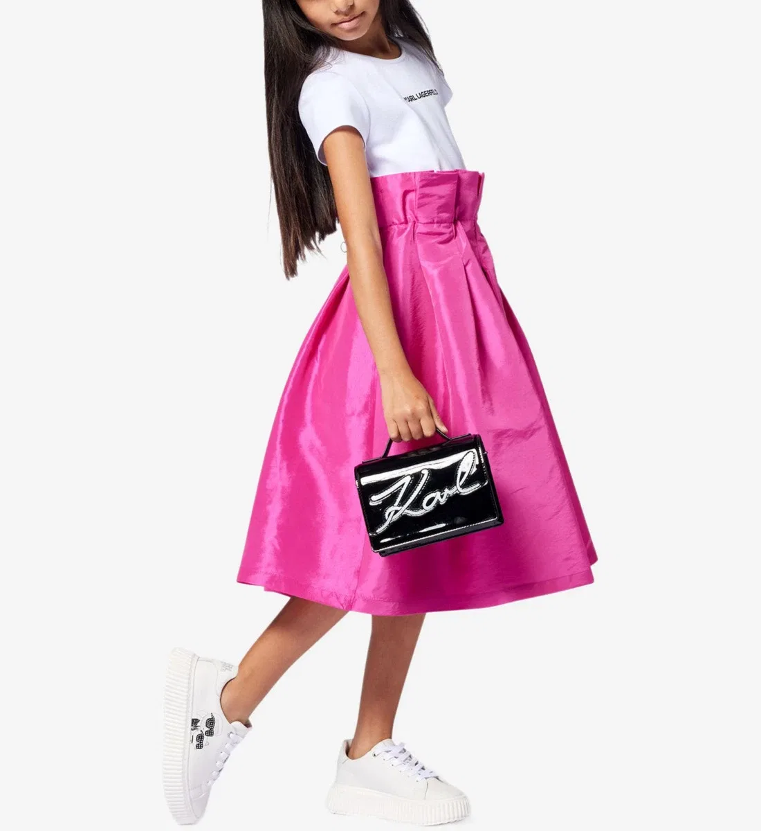 Праздничное платье из тафты Karl Lagerfeld Kids, розовый