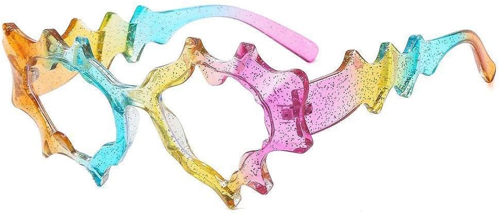 

Модные солнцезащитные очки волнообразной формы для женщин, стильные, необычной формы, конфетных цветов, трендовые очки для отдыха на природе и путешествий HYYZZC, Rainbow