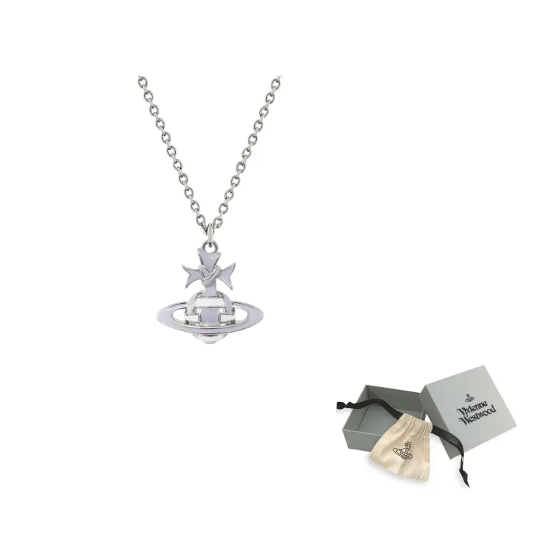 

Vivienne Westwood Эмаль, платинированная латунь, сатурн стиль, ленточное украшение, обернутое ожерелье, женское, silver/blue