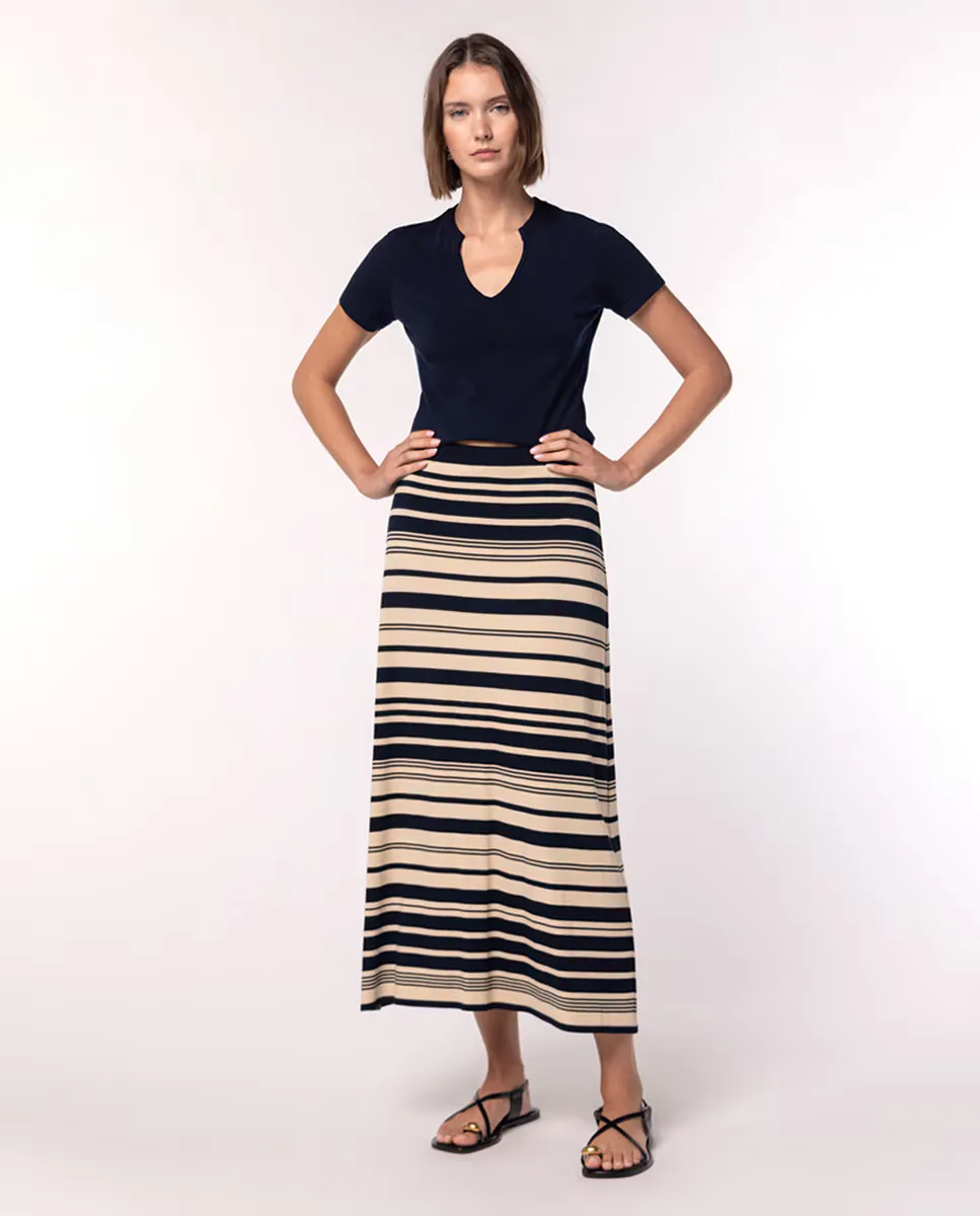 

Трикотажная юбка в полоску Naulover, тёмно-синий