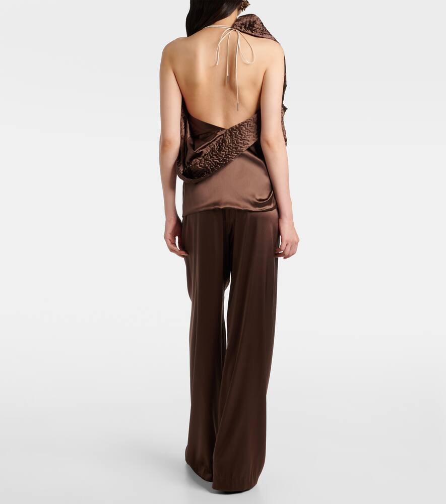 Асимметричный топ из сатина с шелком с драпировкой Dries Van Noten, Brown — фото 3
