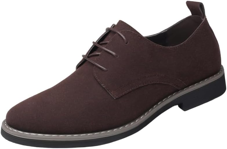 

Мужские модные повседневные оксфорды большого размера с верхом из искусственной ПУ замши, противоскользящей подошвой, удобной подкладкой, формальные, для повседневного ношения Clolinde, коричневый