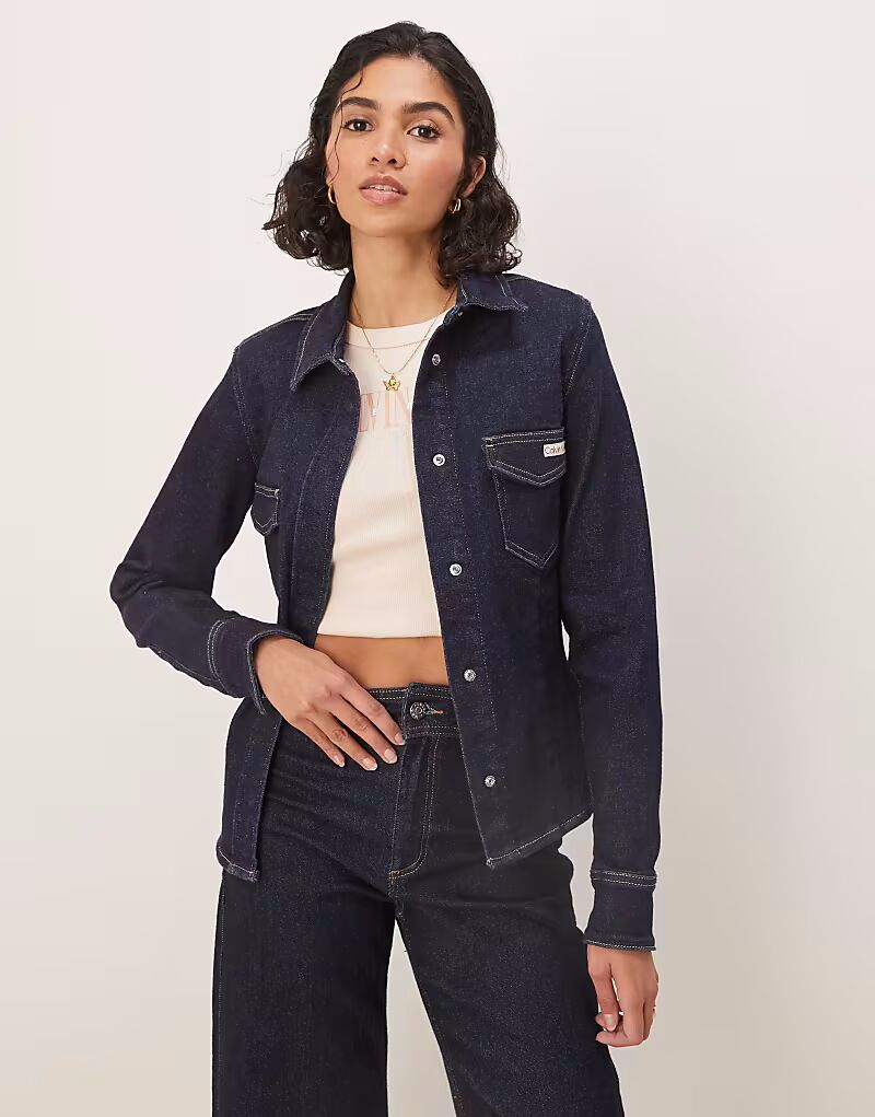 

Структурированный джинсовый топ Calvin Klein Jeans темного цвета