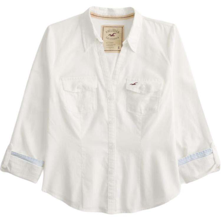 

Hollister/ Женская рубашка с белыми лацканами, средней длины
