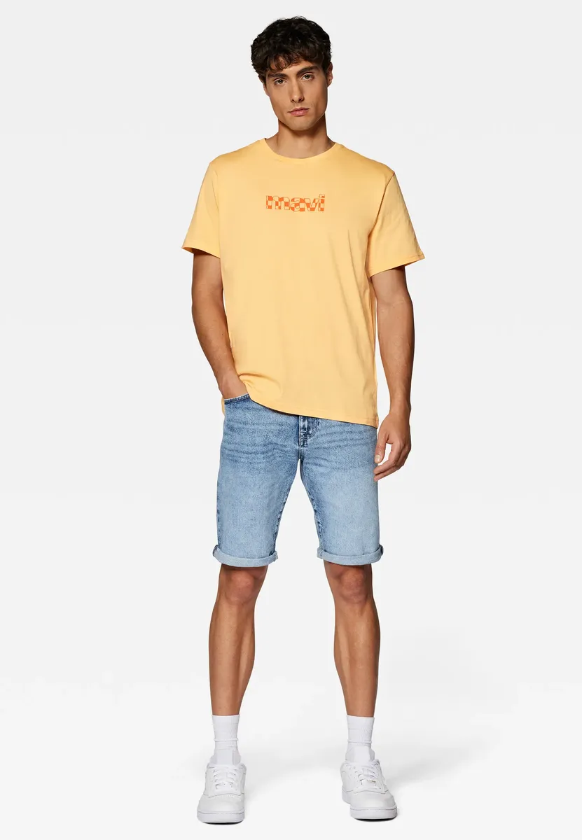 

Рубашка Mavi с круглым вырезом "MAVI PRINTED TEE", футболка с принтом спереди, цвет Chamois