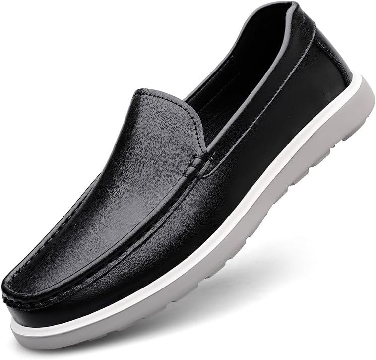 

Мужские слипоны из натуральной белой кожи, повседневная обувь с мягкой подошвой, дышащие, противоскользящие, для свадьбы и вождения Generic