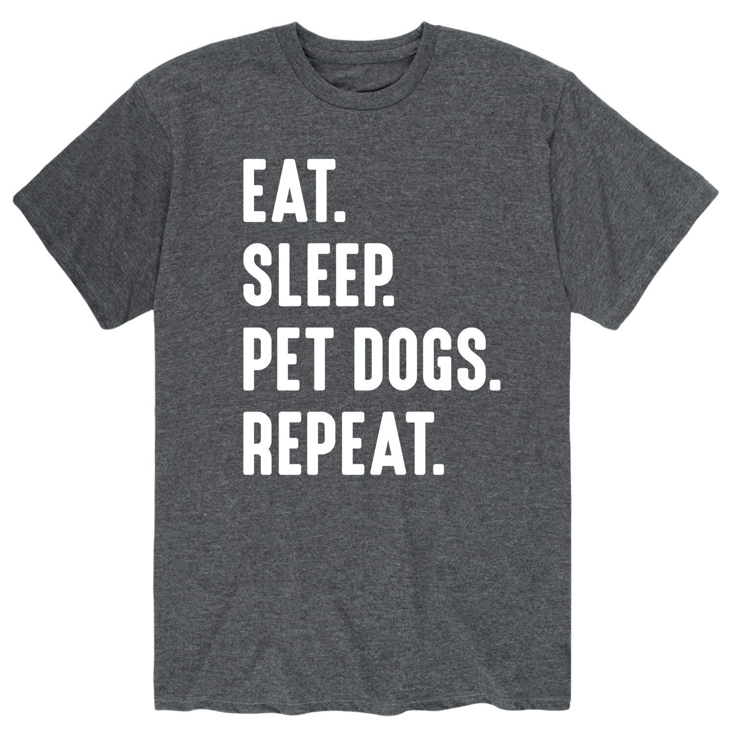 

Мужская футболка с повторяющимся рисунком Eat Sleep Pet Dogs Licensed Character