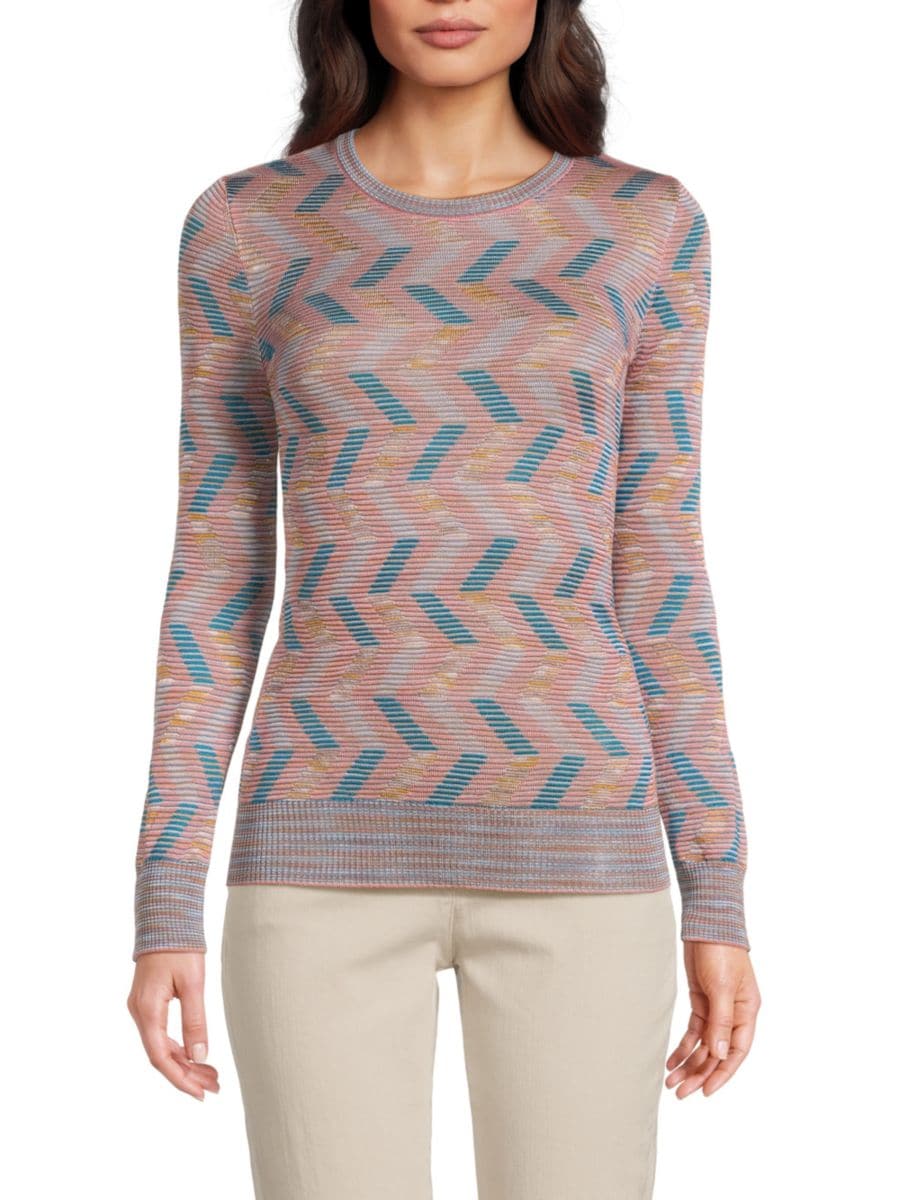 

Свитер с шевронным узором из смесовой шерсти M Missoni, цвет Light Blue Multi