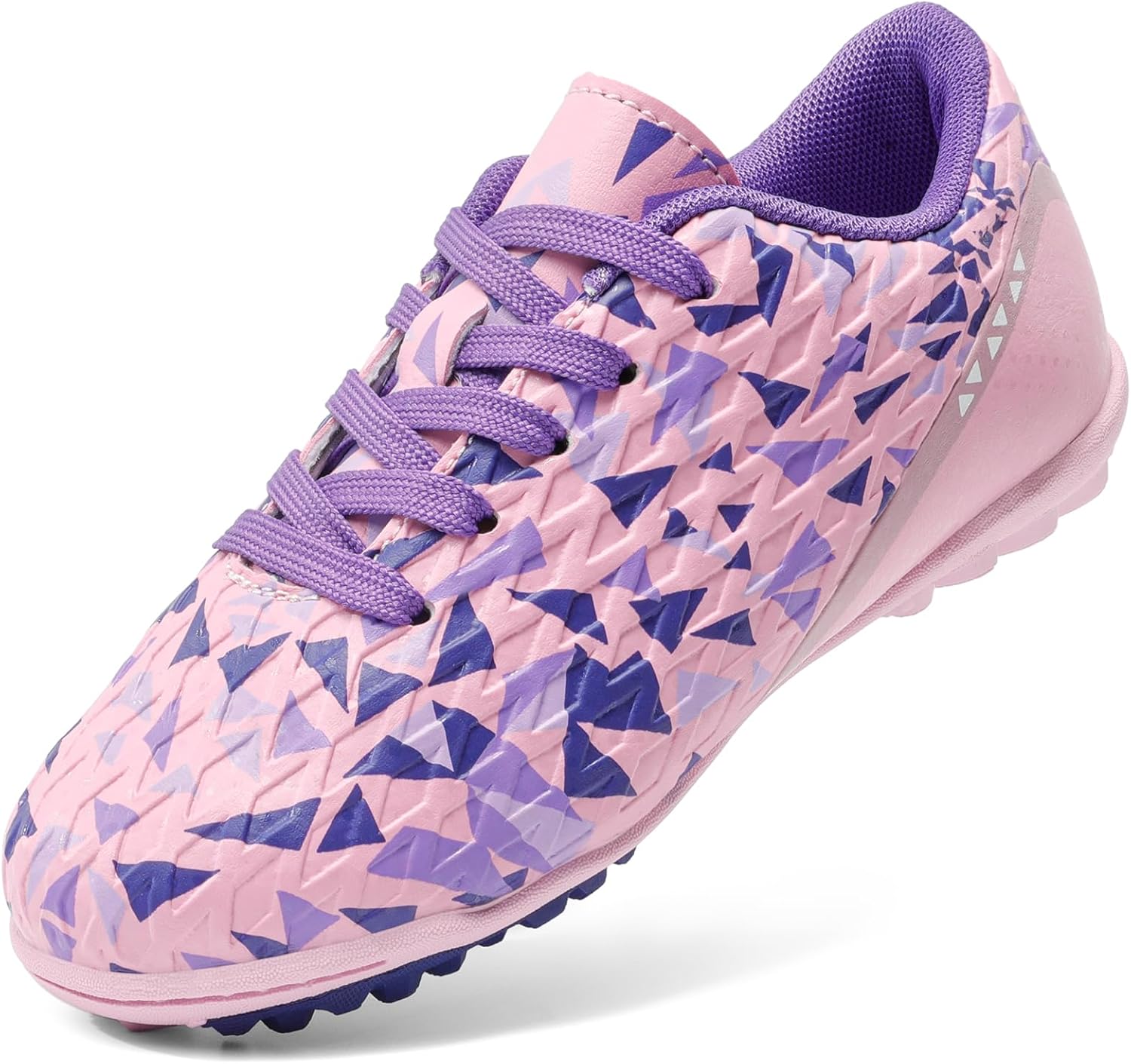 

Кроссовки для футбола DREAM PAIRS для мальчиков и девочек, футзальная обувь с шнуровкой для маленьких и больших детей, фиолетовый/розовый