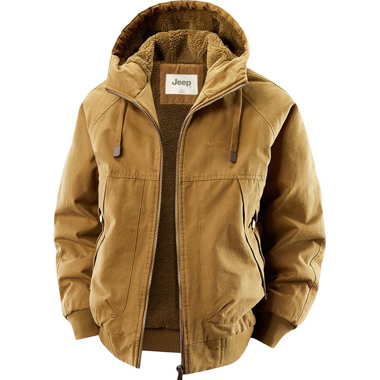 

Пуховик Unisex Hooded Thickened Cargo Jeep, camel