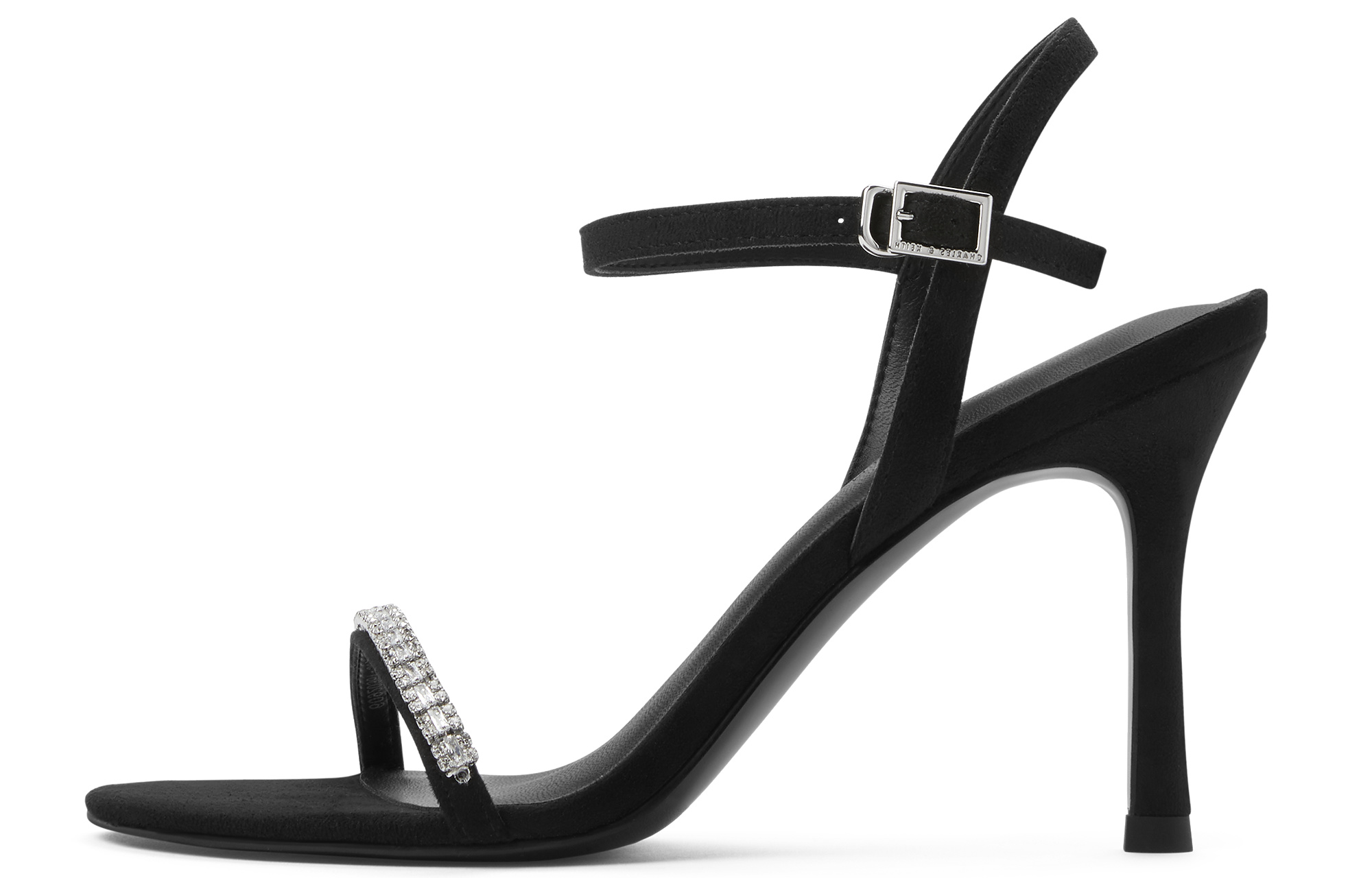 Сандалии на высоком каблуке 9,2 см с одной бретелью CHARLES&KEITH, черные текстурированные
