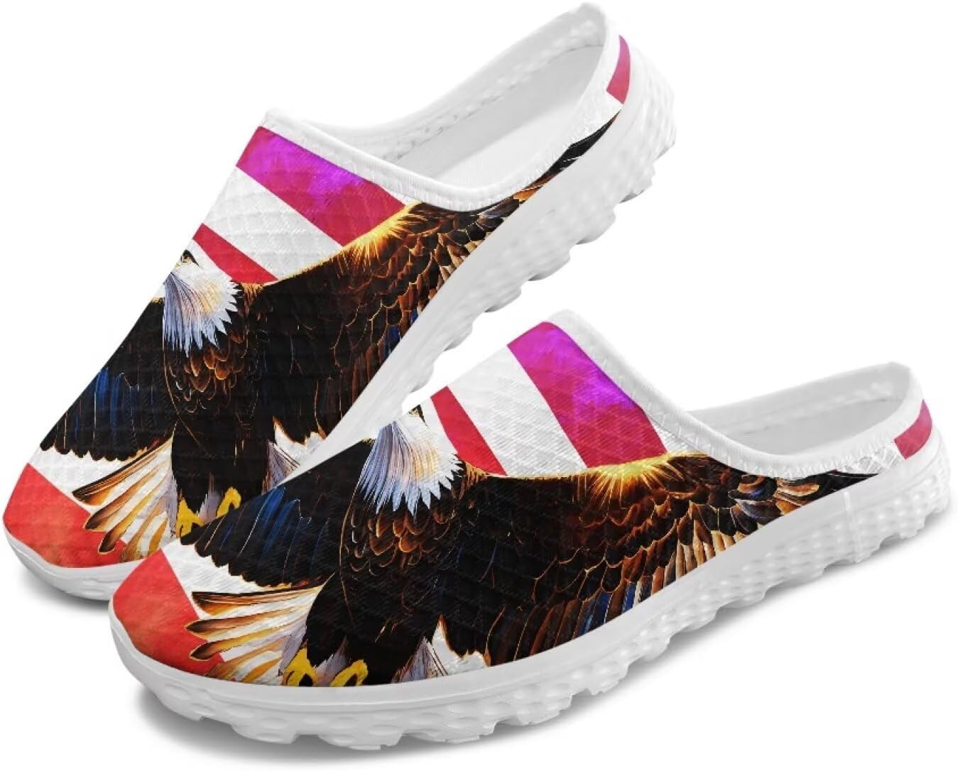 

Женские легкие тапочки с сетчатым верхом и закрытым носком, удобные для ленивого ношения, модные кроссовки для прогулок Tomeusey, Usa Flag Eagle Pattern