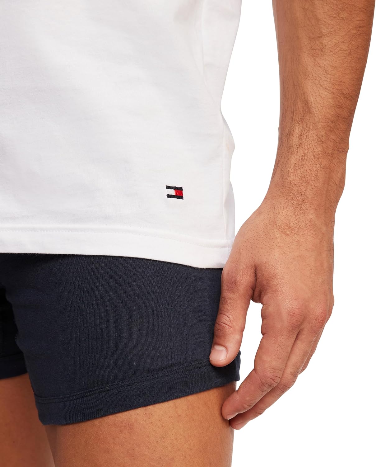 Мужские классические хлопковые майки Tommy Hilfiger с круглым вырезом, упаковка из 3 шт., Black, Grey Heather, White — фото 3