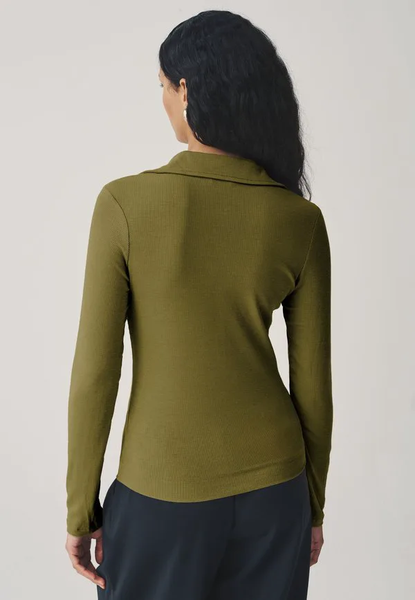 Рубашка с длинными рукавами и воротником стандартного кроя Next, Olive Green — фото 2