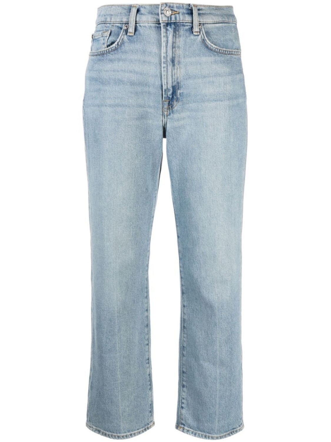 

7 For All Mankind укороченные джинсы с эффектом потертости, синий