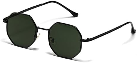 

Солнцезащитные очки в ретро-стиле 2027 года с металлической оправой в форме шестиугольника, модные, цвет розовое золото, зеркальные, защита от УФ-излучения UV400 MTZJH, Golden Dark Green