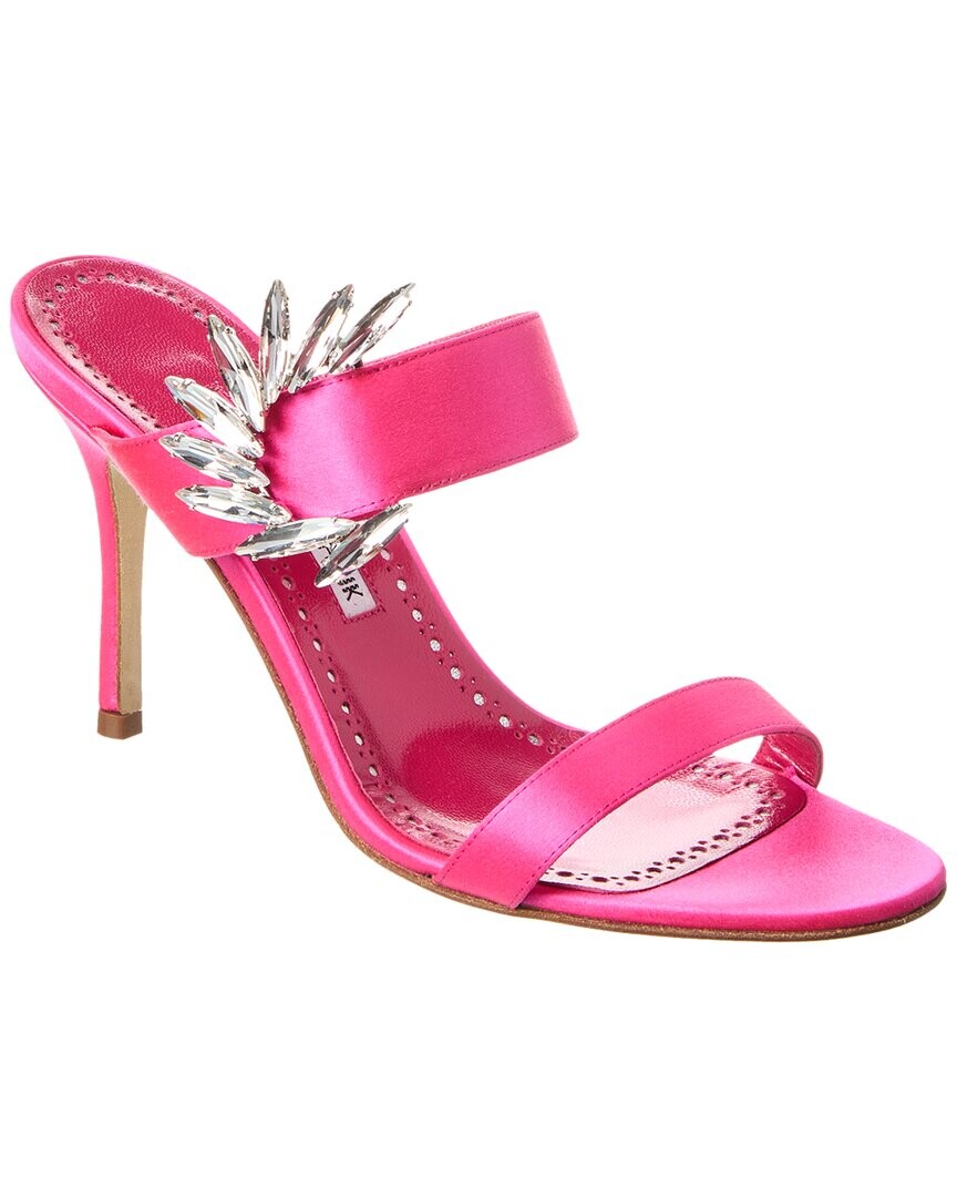 Атласные сандалии Manolo Blahnik Chivela 90, розовый — фото 4