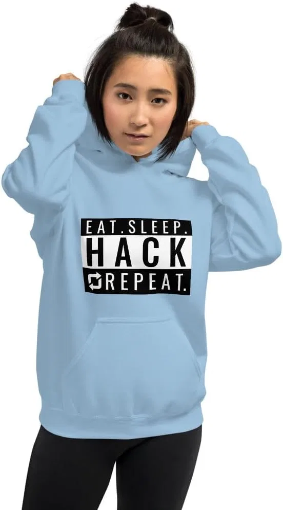 Eat Sleep Hack Repeat - Худи унисекс (черное)