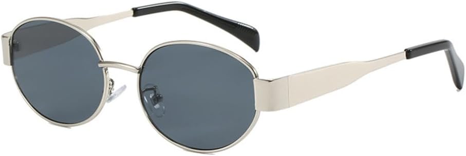 

Женские солнцезащитные очки в маленькой металлической оправе овальной формы, модные, класса люкс, с защитой от УФ-излучения UV400, мужские винтажные солнцезащитные очки generic, Silver Gray