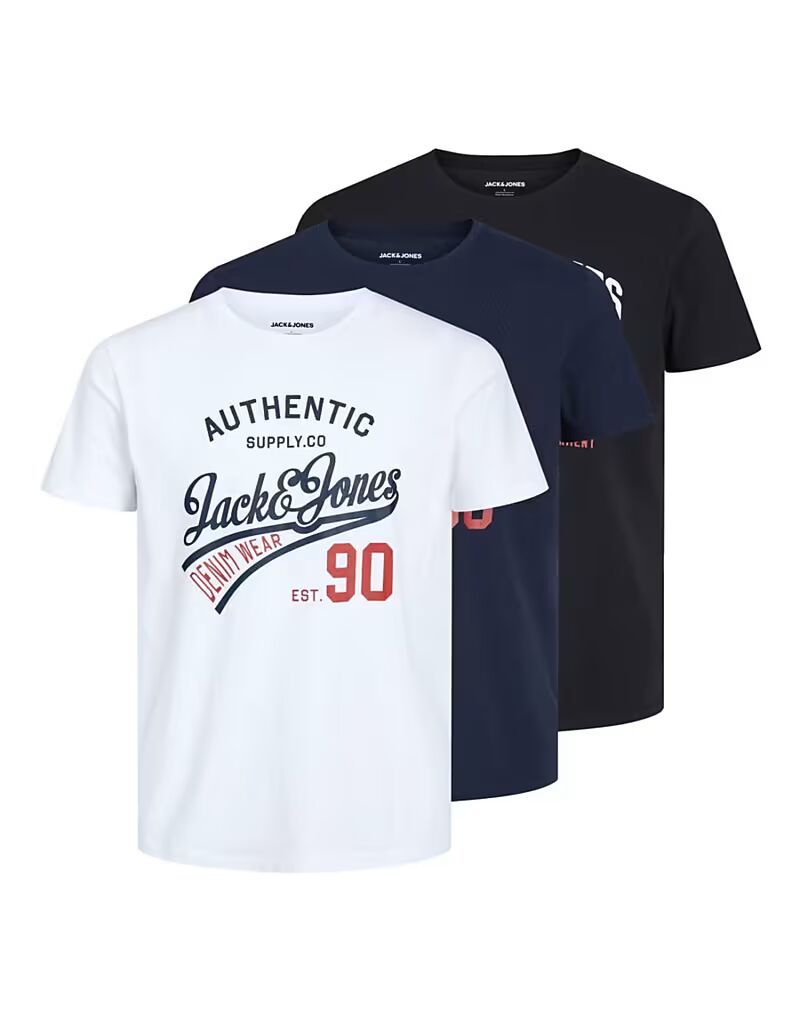 

Футболки Jack & Jones черного / темно-синего / белого цвета