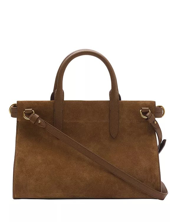 Сумка-тоут Burberry Cotswolds из замши, коричневая — фото 3