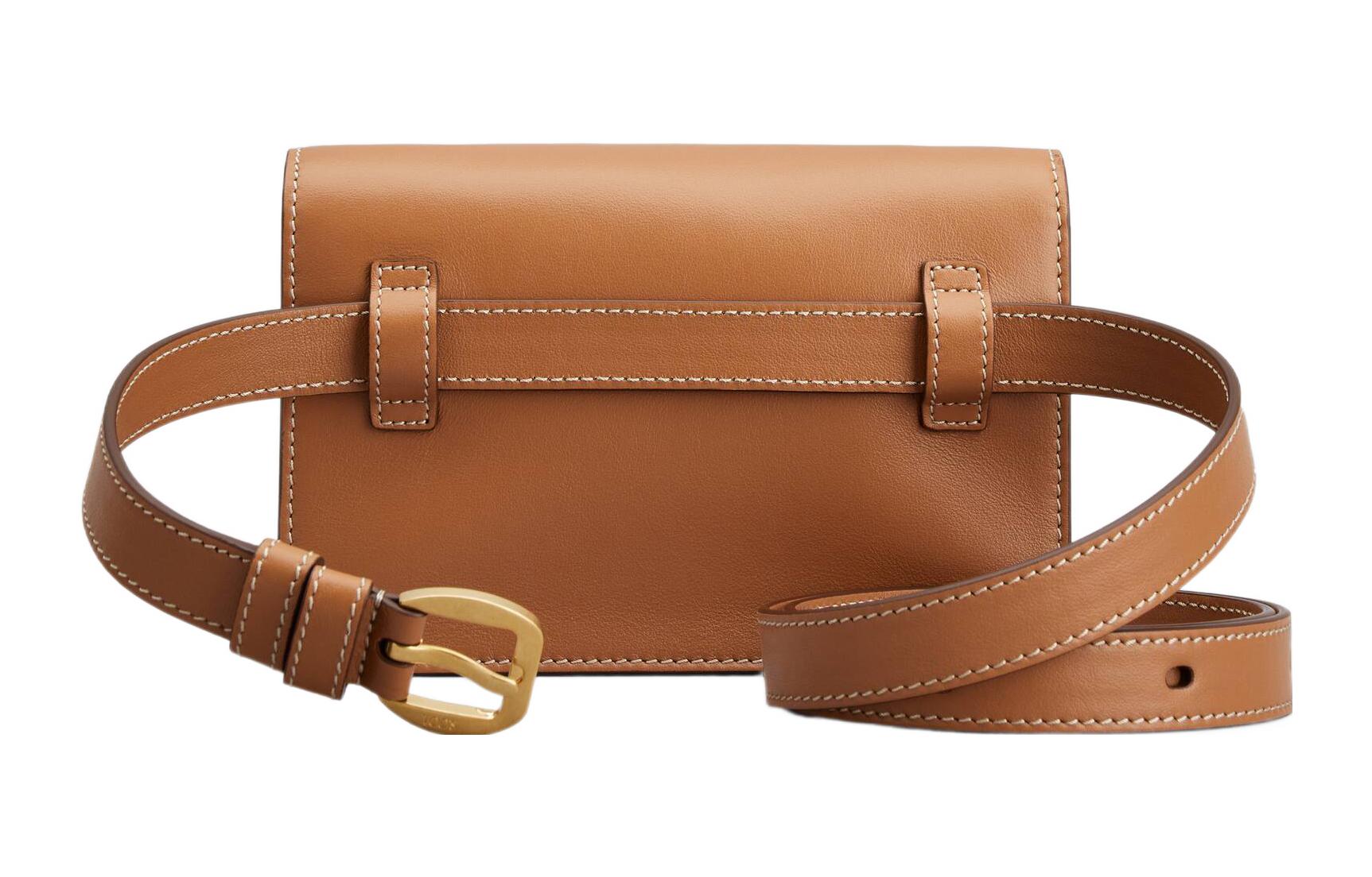 TOD'S Вневременная маленькая кожаная поясная сумка для женщин коричневого цвета — фото 3