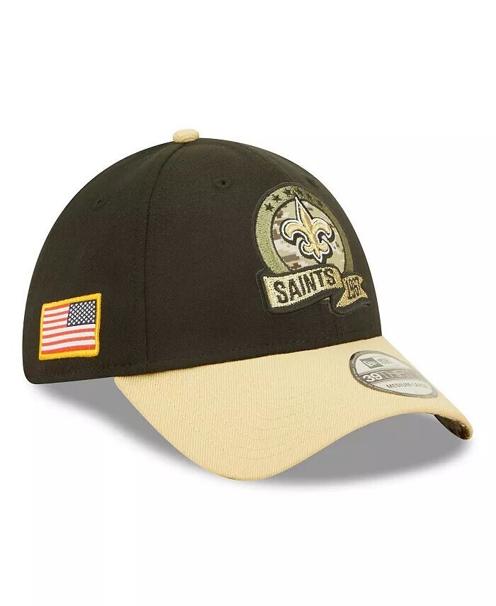 

Мужская черная кепка Vegas Gold New Orleans Saints 2022 Salute To Service 39THIRTY Flex Hat New Era, черный
