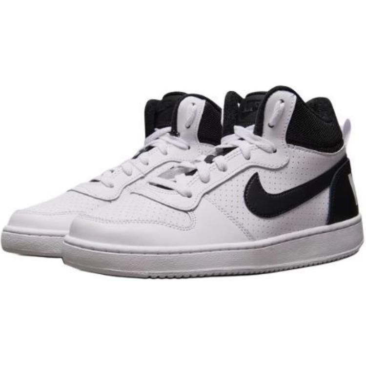 Nike Court Borough Устойчивые к истиранию амортизирующие кроссовки Mid Top для детей Белый Черный Подростки — фото 3