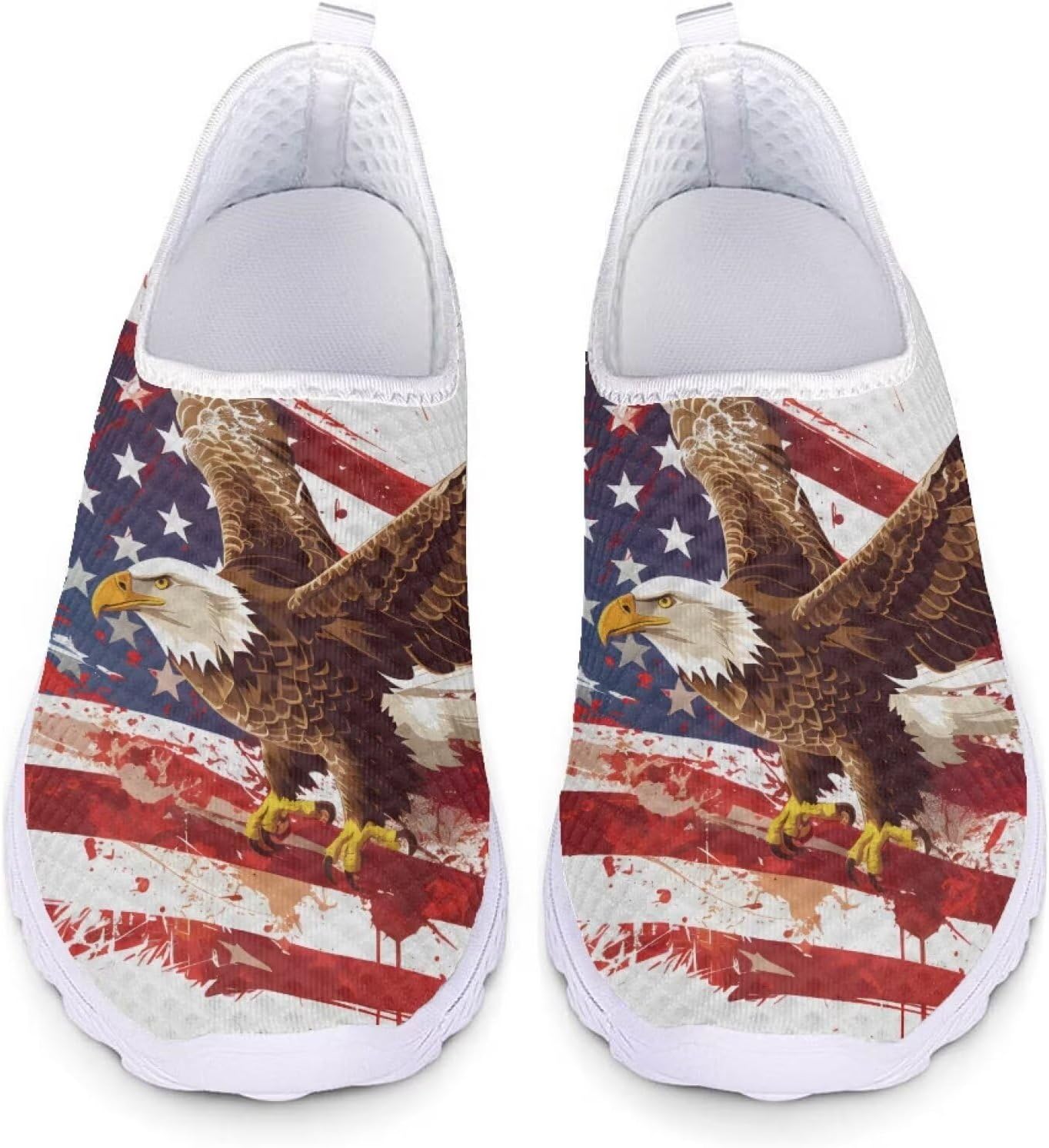 

Кеды Belidome Slip On Clipper для женщин и мужчин, повседневная комфортная обувь для ходьбы и бега, American Flag Eagle