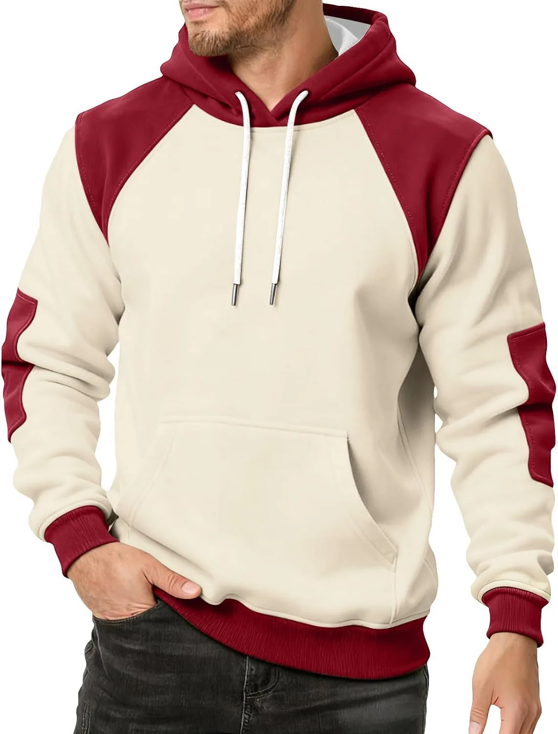 

Толстовка с капюшоном для мужчин, большие размеры, цветной блок, с карманами