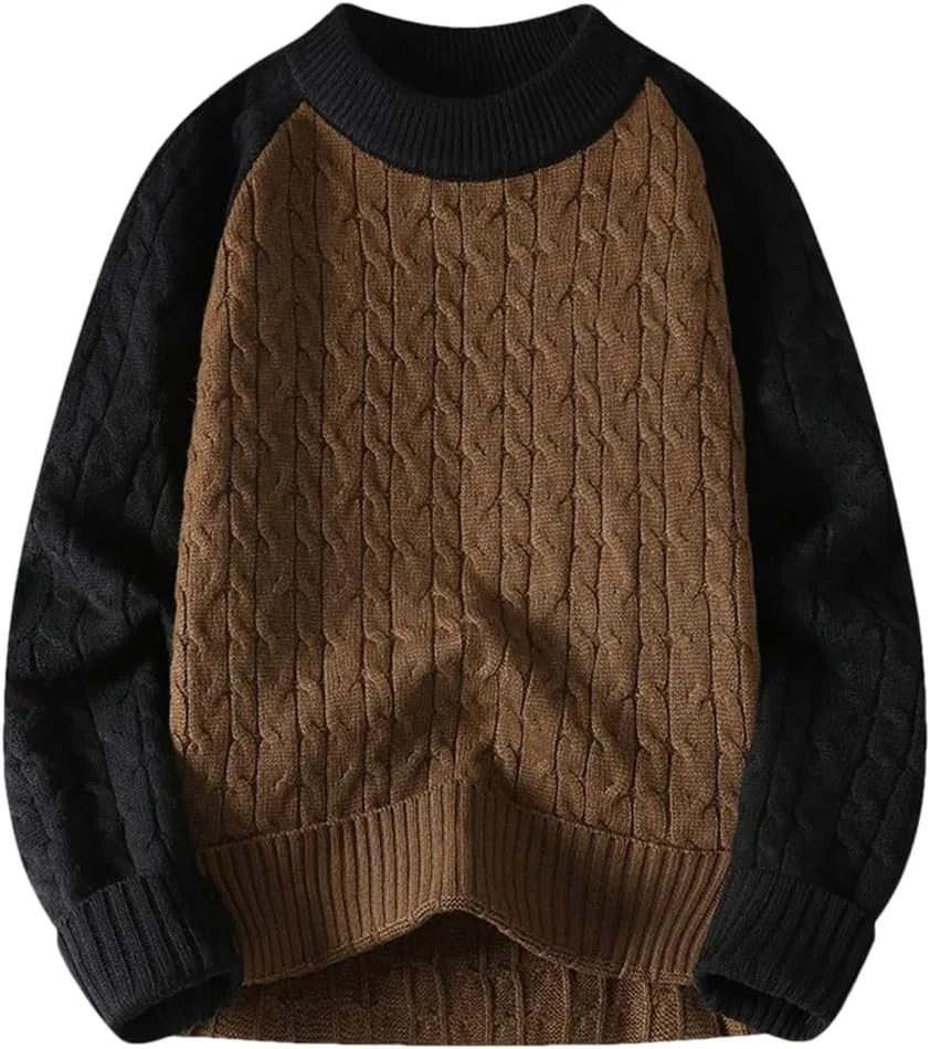 

Мужской свитер с косой вязкой и аппликацией Dndrdhfb