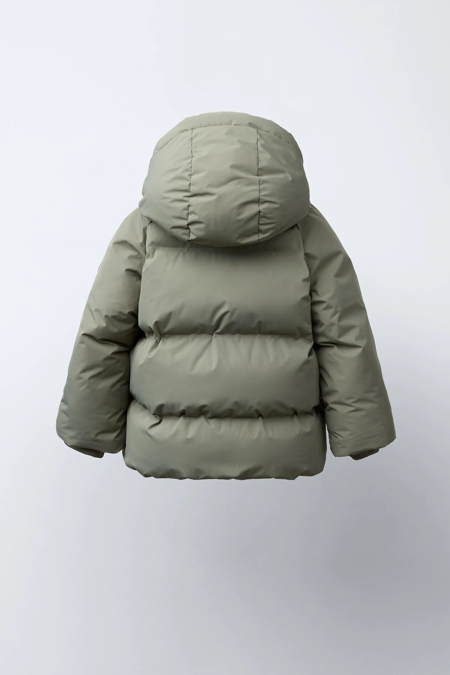 Водоотталкивающая пуховая куртка с капюшоном Zara, хаки — фото 4