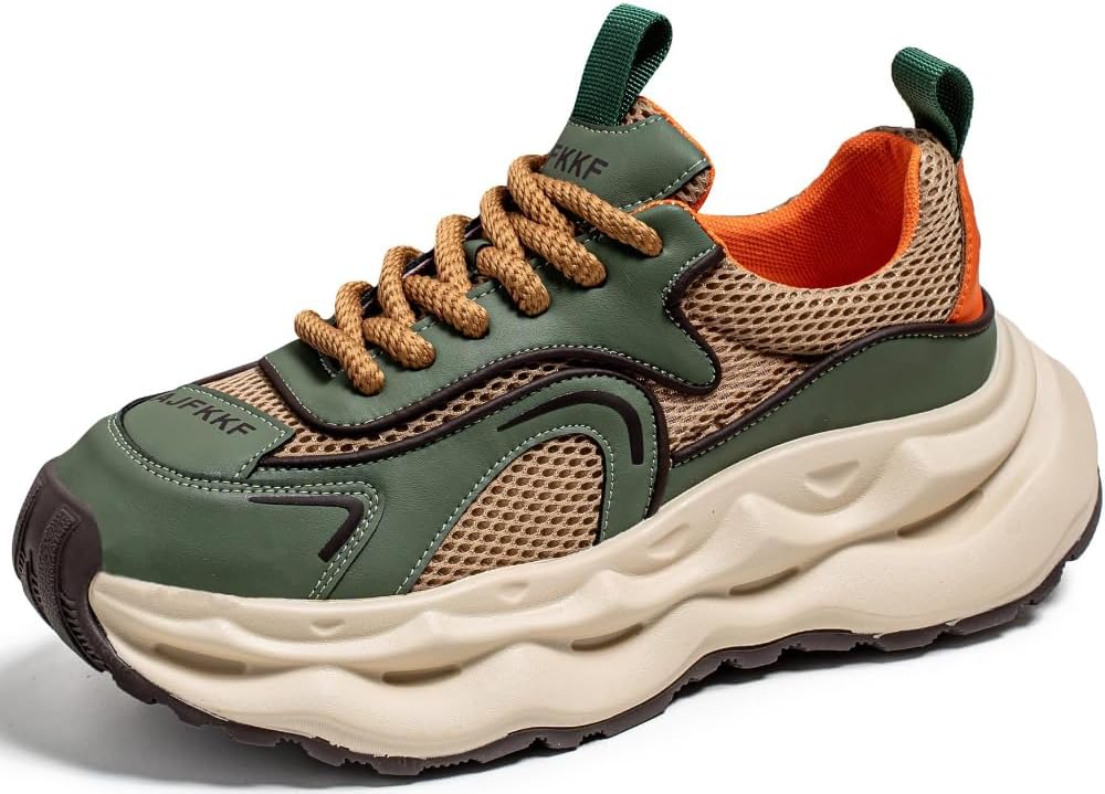 

Кроссовки для мужчин с цветными блоками, толстой подошвой и сетчатым верхом, на шнуровке, с удобной стелькой из пены с эффектом памяти Lexamen, зеленый