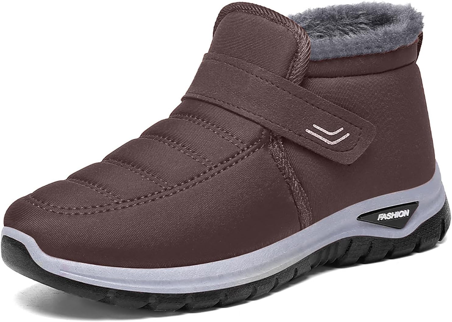 

Зимние водонепроницаемые утепленные ботинки Forevercan унисекс с меховой подкладкой, легкие, противоскользящие, для прогулок на улице, с застежкой-липучкой, Coffee-women 10 Women11 Men