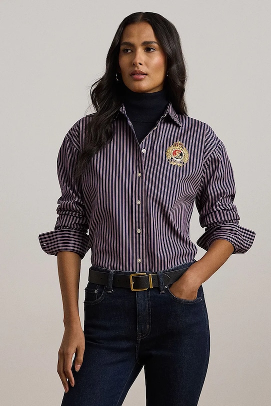 

Хлопковая рубашка Lauren Ralph Lauren, темно-синий